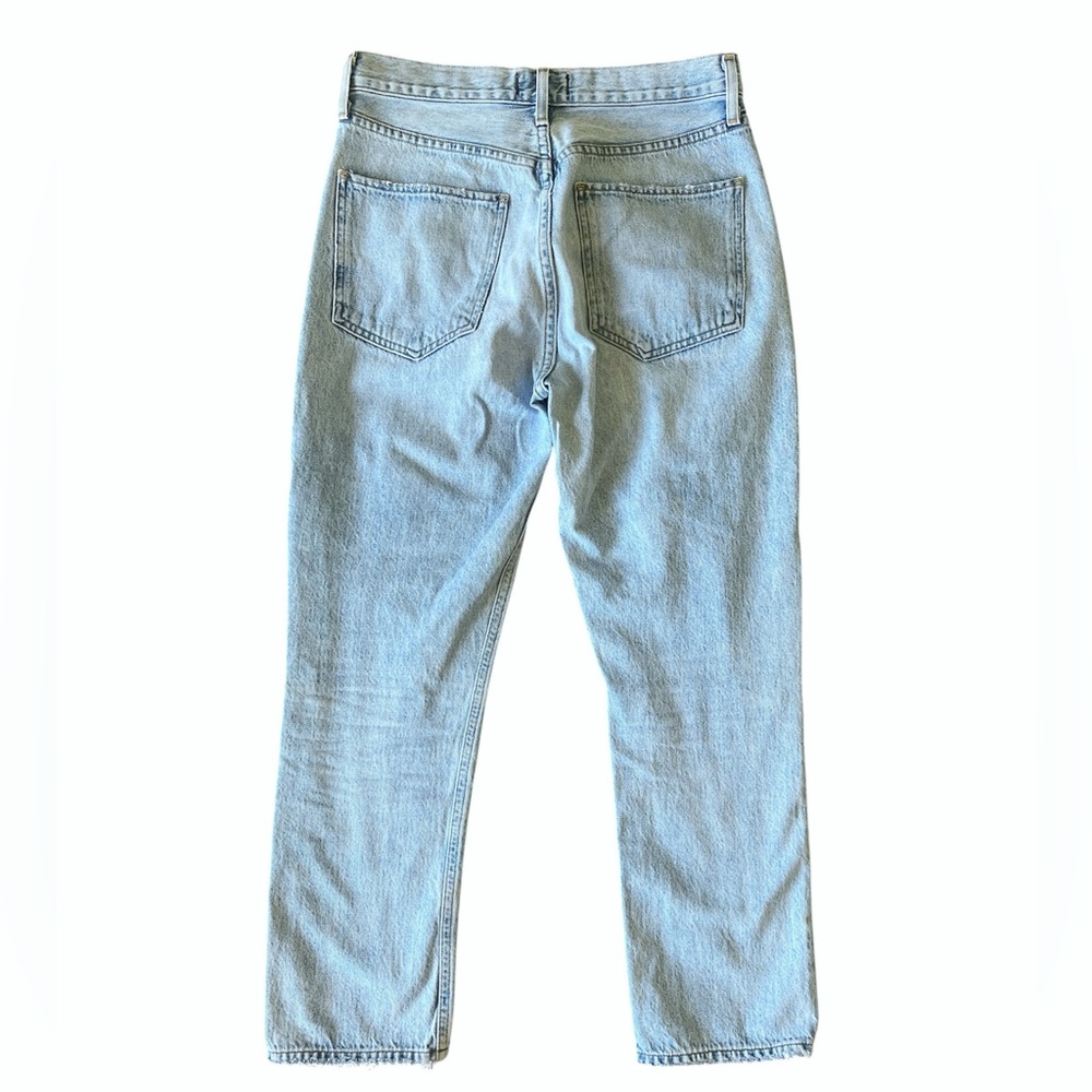 Agolde Riley High Rise Straight Crop jeans light blue distressed size 27 - Picture 3 of 12